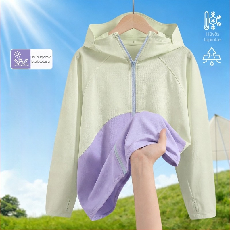 Uniszex gyerekeknek UV‑védett kapucnis nylon kabát