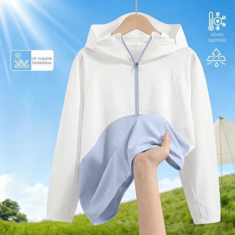 Uniszex gyerekeknek UV‑védett kapucnis nylon kabát