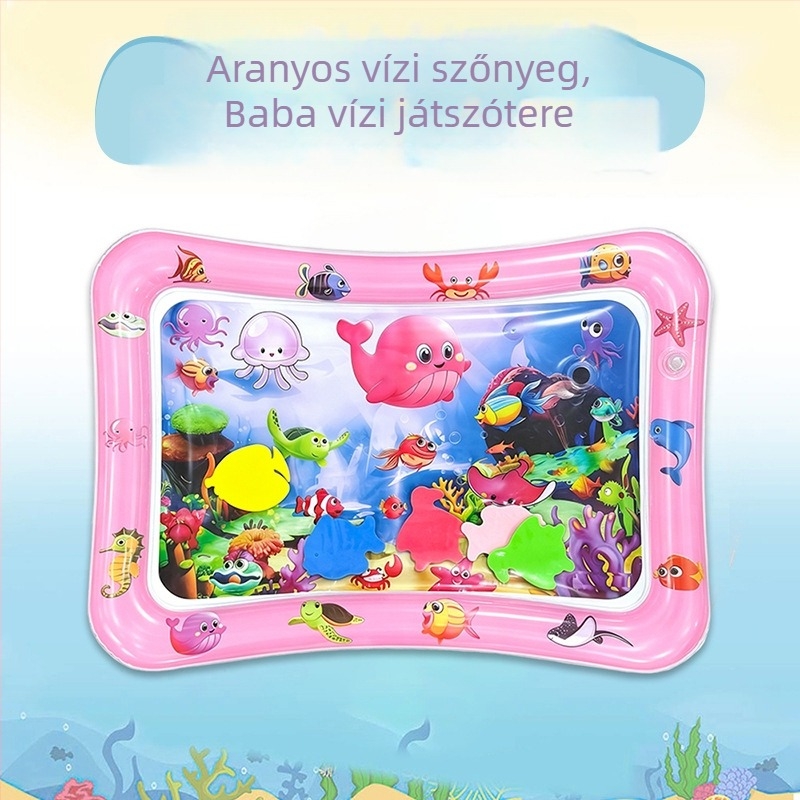 Négyszögletes Delfin baba hasizom-matrac – Felfújható PVC játékmatrac a kúszás és vízi játékokhoz