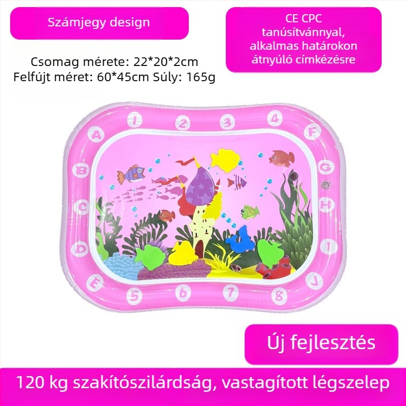 Négyszögletes Delfin baba hasizom-matrac – Felfújható PVC játékmatrac a kúszás és vízi játékokhoz