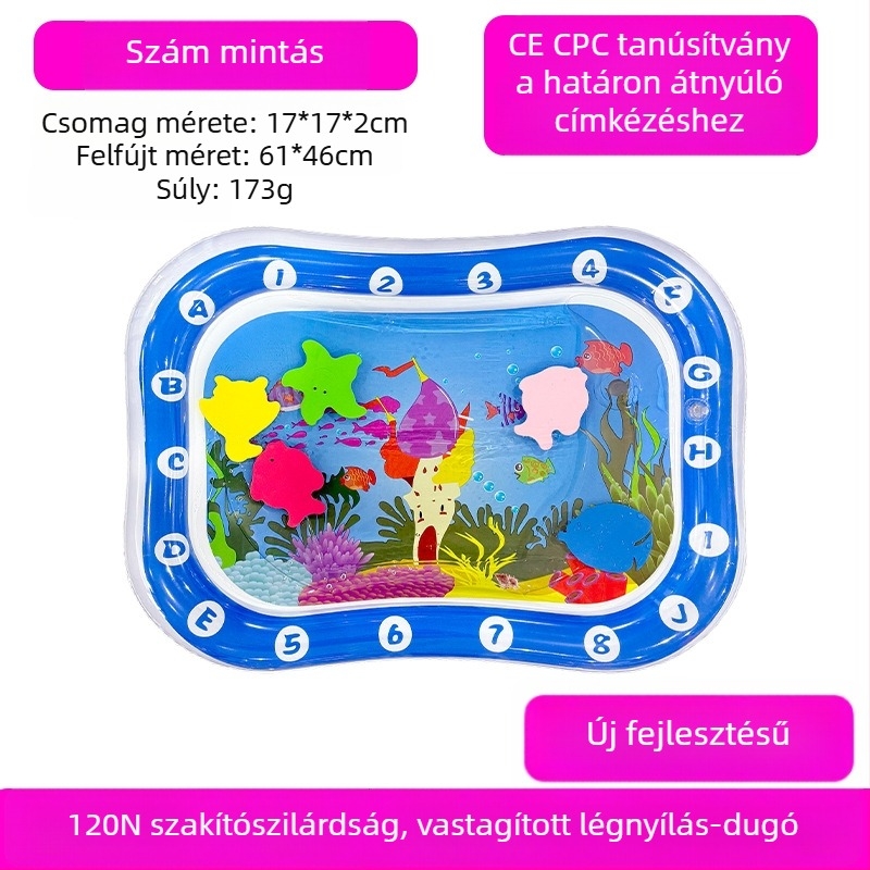 Négyszögletes Delfin baba hasizom-matrac – Felfújható PVC játékmatrac a kúszás és vízi játékokhoz