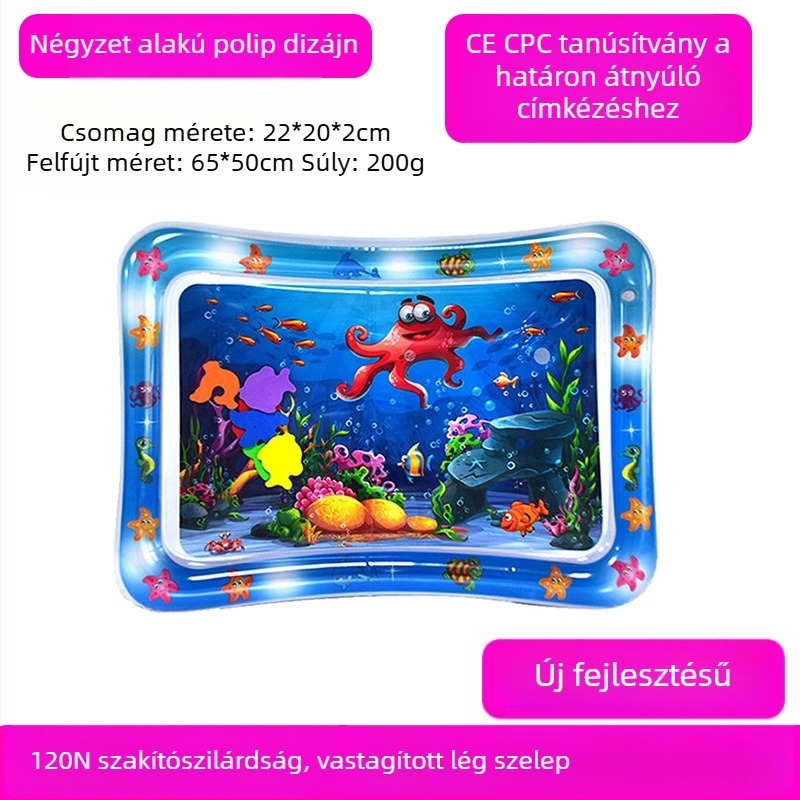 Négyszögletes Delfin baba hasizom-matrac – Felfújható PVC játékmatrac a kúszás és vízi játékokhoz