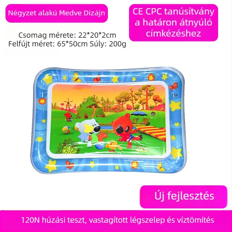 Négyszögletes Delfin baba hasizom-matrac – Felfújható PVC játékmatrac a kúszás és vízi játékokhoz