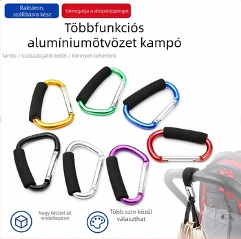 D alakú alumínium ötvözet karabiner, színes, kültéri használatra; sokoldalú akasztó cipőkhöz és babakocsikhoz