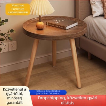 Kanapé melletti asztal és kávézóasztal – modern minimalista dizájn, kerek sarkok, fa