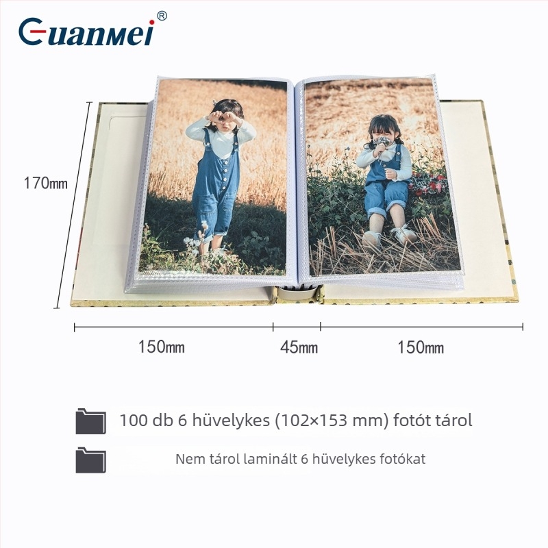 Guangmei Gyár papír fotóalbum, 6 hüvelykes PP betétzsebekkel, mini album
