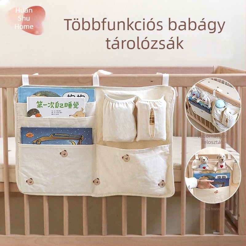 Függő tároló zsák bölcsőhöz — oldalra akasztható babatároló