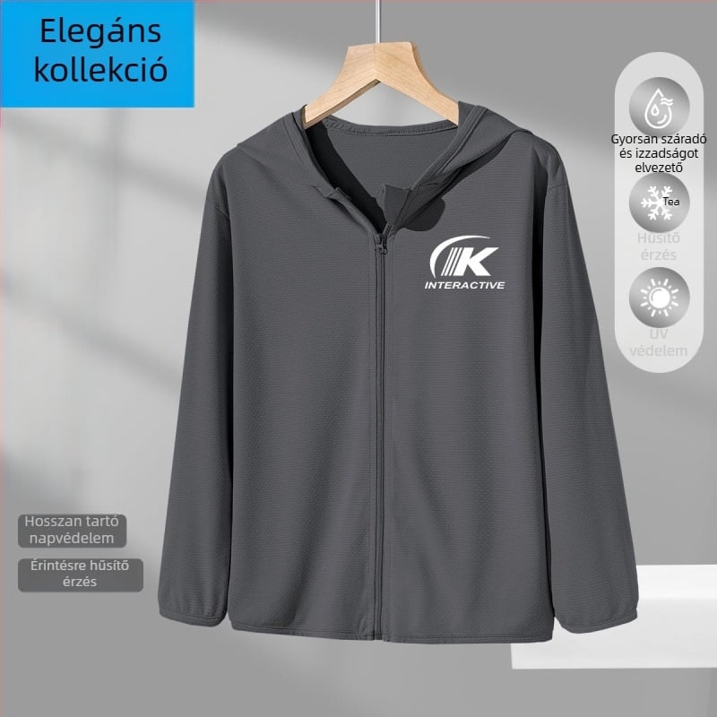 Fiúknak napvédő, lélegző ice-silk kabát, kínai stílusú nyári viselet
