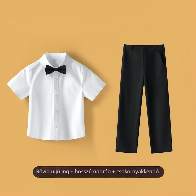 Gyermek kórus fehér ing, uniszex, óvodától általános iskoláig és középiskoláig, osztályruha fotózáshoz