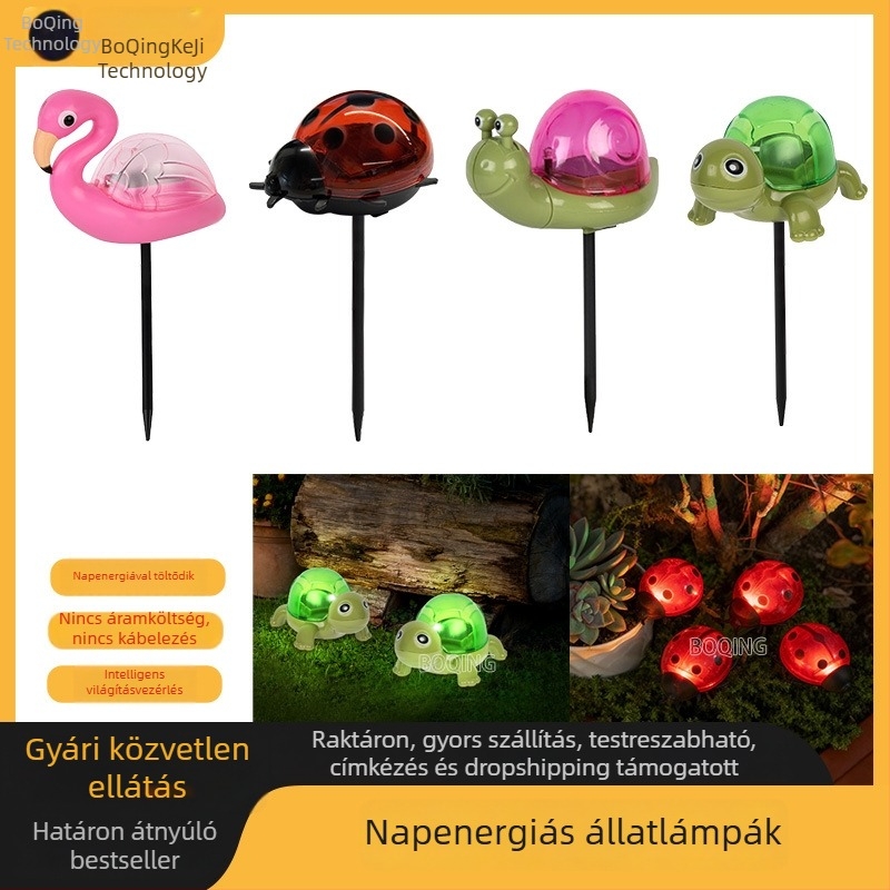 Napelemes kerti földre szerelt lámpa állatformákkal (ladybug, turtle) – LED, rendkívül fényes