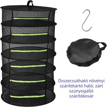 Összecsukható, több szintű szárító kosár kínai gyógyfüvekhez, függő, rovar- és porálló