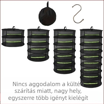 Összecsukható, több szintű szárító kosár kínai gyógyfüvekhez, függő, rovar- és porálló