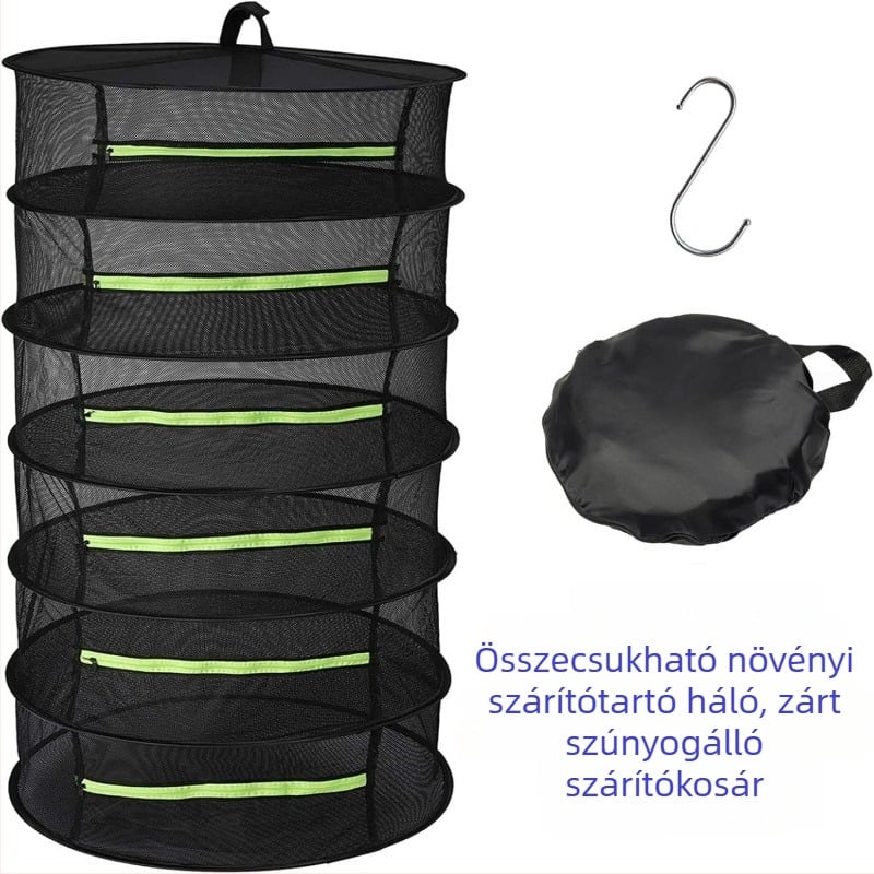 Összecsukható, több szintű szárító kosár kínai gyógyfüvekhez, függő, rovar- és porálló
