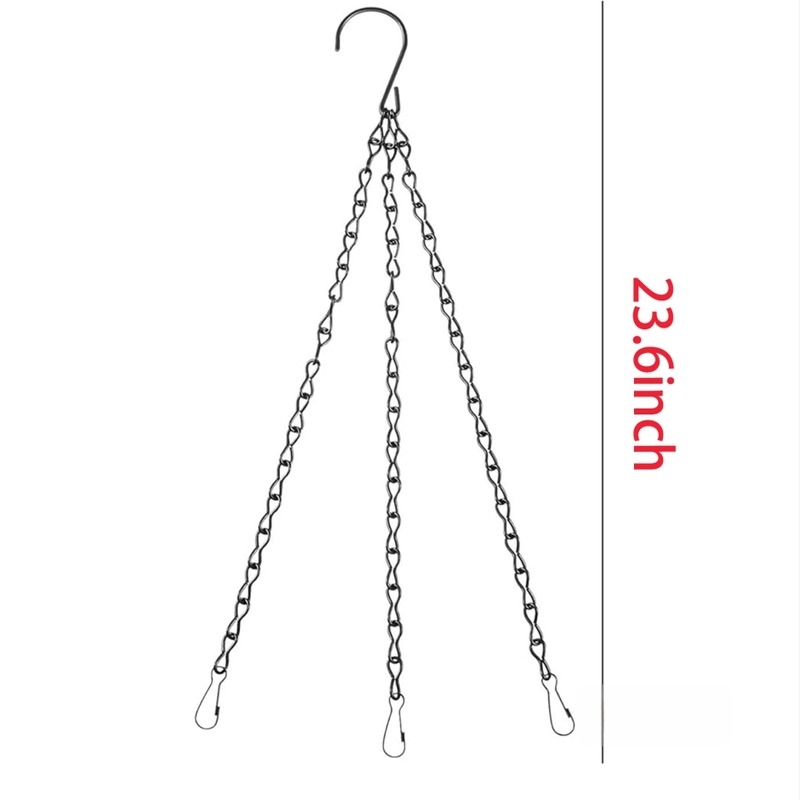 Nyolcas alakú háromláncos kerti növénylánc, fekete és ezüst színű, kampóval