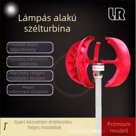 Vörös lámpa otthoni használatra RV világításhoz és tájhoz, kis vertikális tengelyű szélgenerátor, gyenge szélről induló működés, 100W-600W