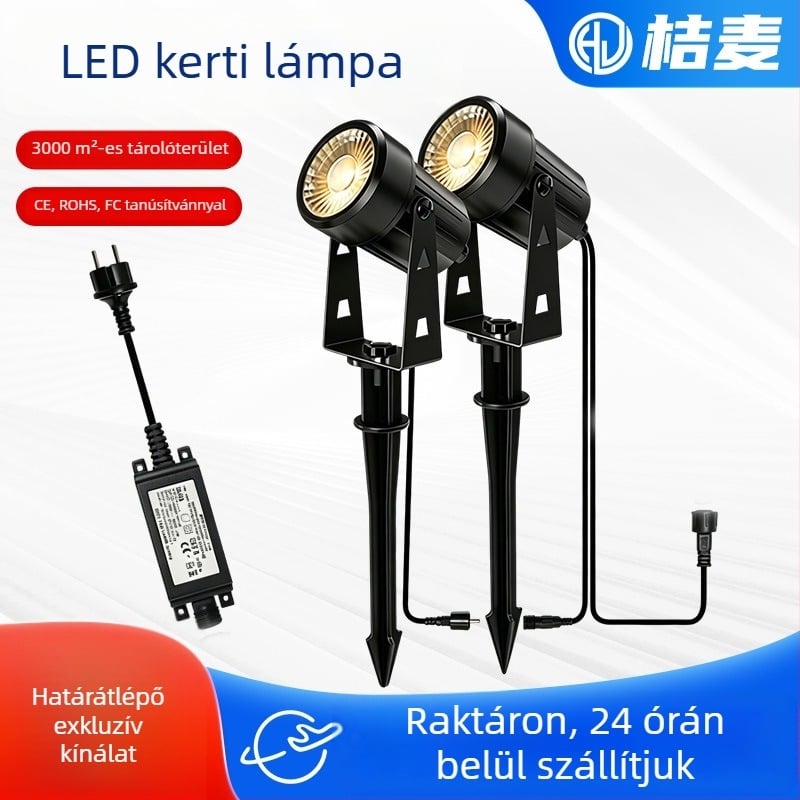 Kültéri LED kertvilágítás, vízálló, időjárásálló, melegfehér fény, hangulatvilágítás udvarra és parkba