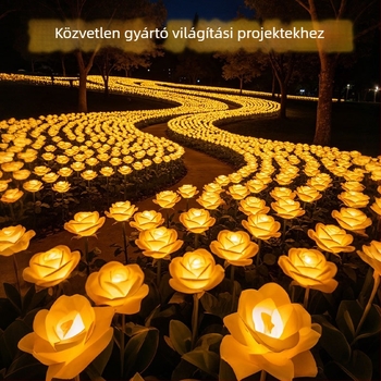 Rózsa alakú LED napelemes talajlámpa – dekoráció kertekhez és parkokhoz