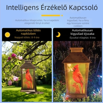 Napenergiás retro palotafény gyertyával, dekoratív tájvilágítás, függő lámpa