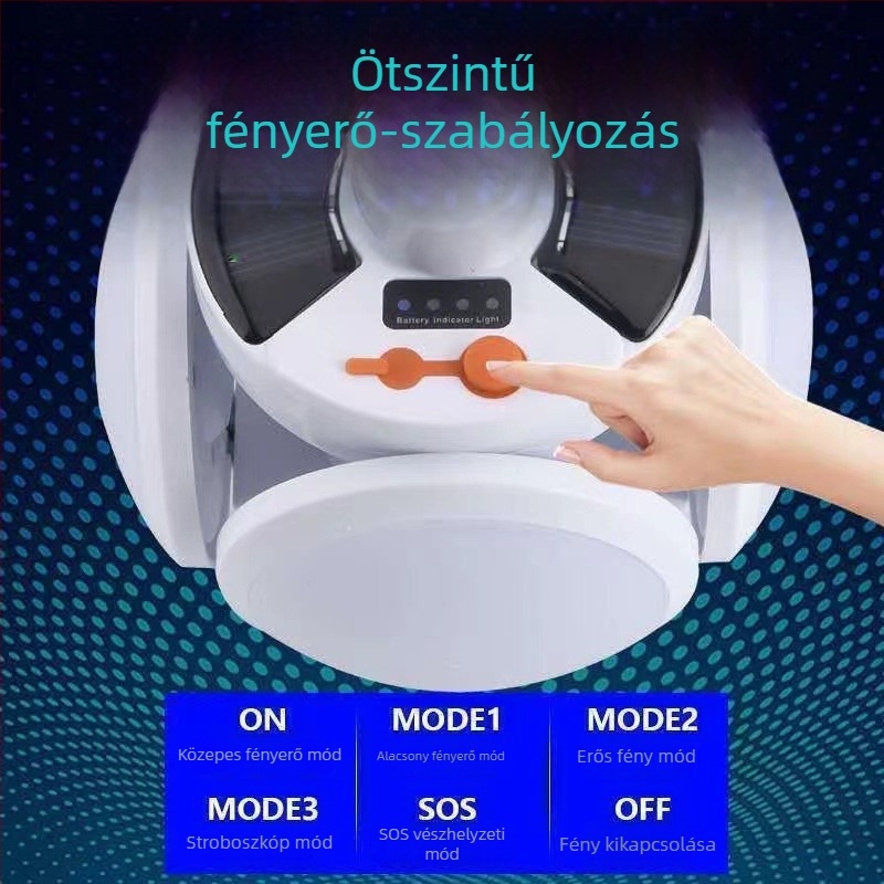Napelemes LED focilabda alakú lámpa kültéri használatra, kempingezéshez