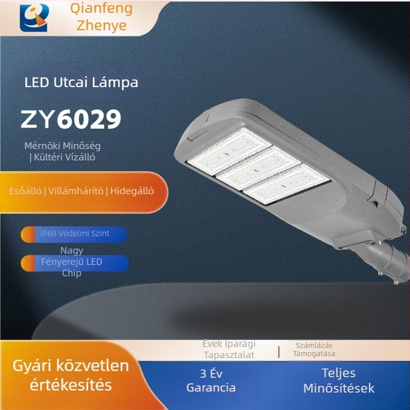 100W-os kültéri LED utcai lámpa, öntött alumínium test, modern stílus