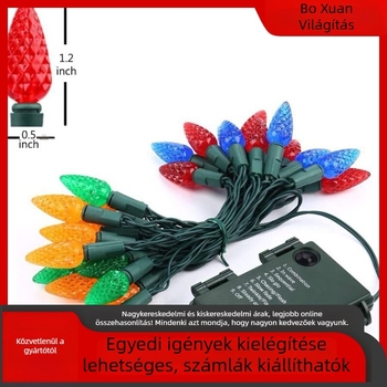 C6 eper alakú fényfüzér – kültéri dekoráció udvarra, kertbe, karácsonyfára és ereszre