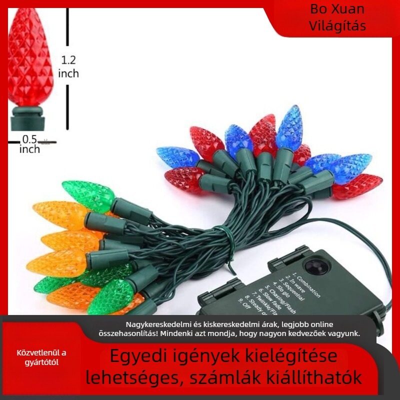C6 eper alakú fényfüzér – kültéri dekoráció udvarra, kertbe, karácsonyfára és ereszre