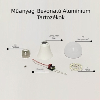 E27-es LED izzó alkatrész készlet – alumínium burkolat és műanyag ház