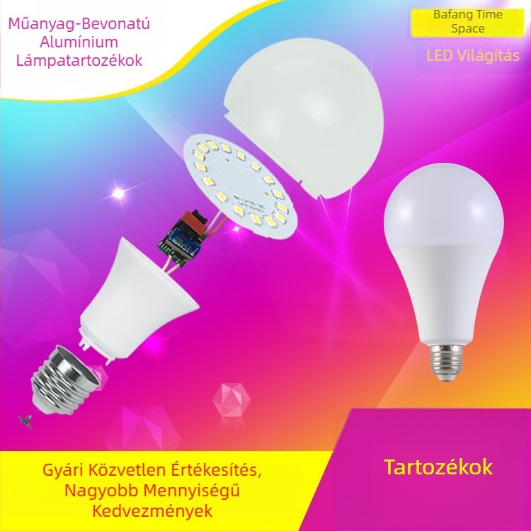 E27-es LED izzó alkatrész készlet – alumínium burkolat és műanyag ház