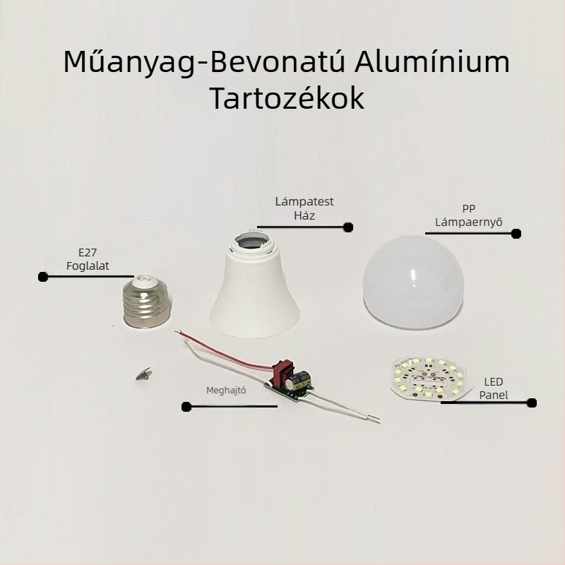 E27-es LED izzó alkatrész készlet – alumínium burkolat és műanyag ház