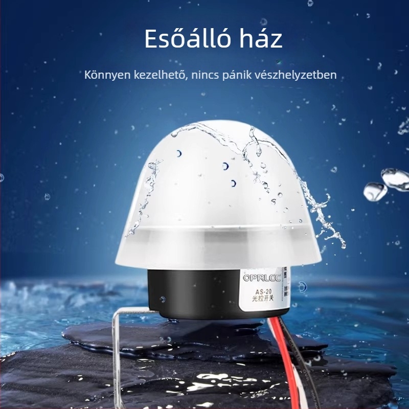 AS-20 intelligens fényvezérlő kapcsoló esőálló utcai lámpához fényérzékelővel, kültéri napelemes használatra