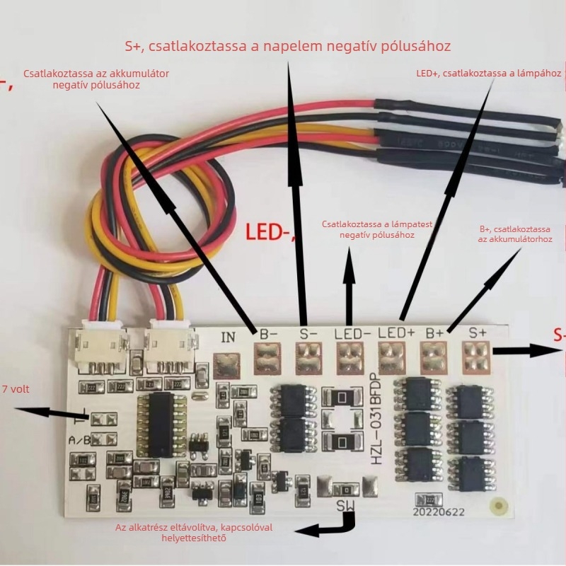 12A távirányítós napelemes utcai lámpa áramkör – állandó fény, 3.2V–3.7V, integrált kis utcai lámpa vezérlőpanel
