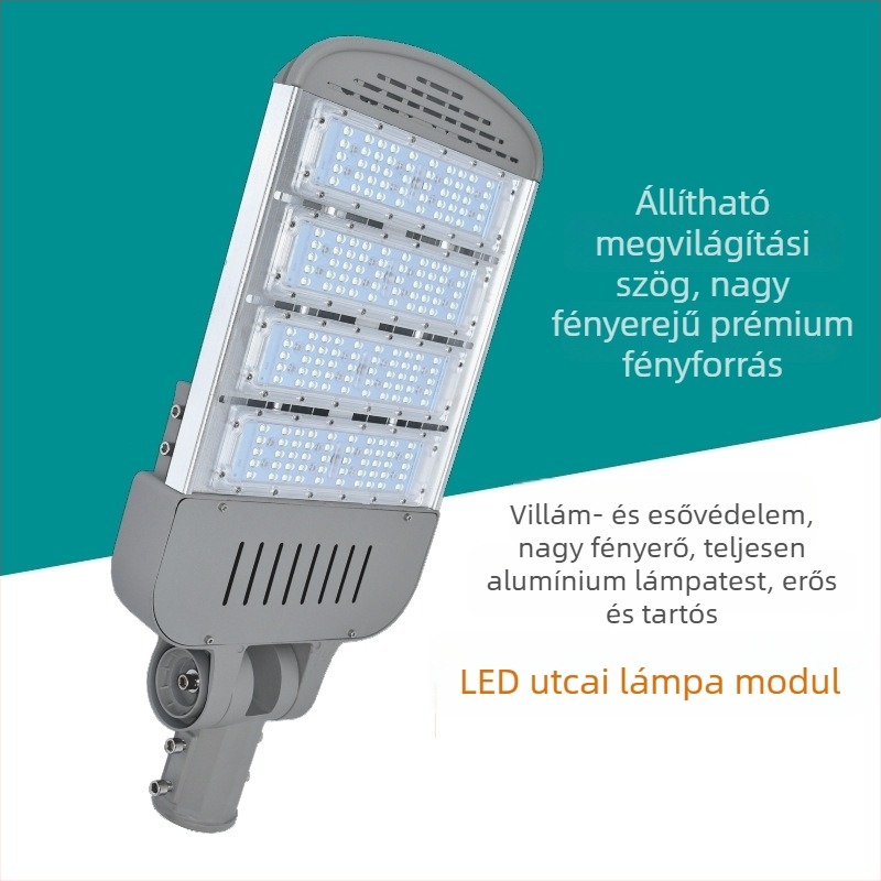 Műszaki színvonalú LED utcai lámpa alumínium házzal, IP65, 90W, 21000 lm, 3000–6000K, CRI 75, városi út- és vidéki modernizáláshoz