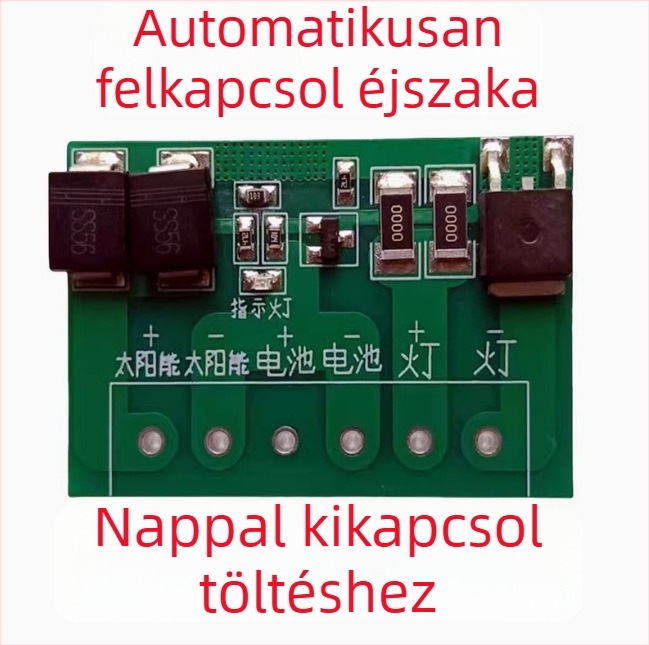 Teljesen automata napelemes vezérlő áramkör fotovillpanelhez és utcai lámpa-vezérlőhöz