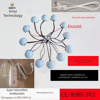 LED izzókészlet, 10 lámpa sminktükör előtti világításhoz, USB rejtett csatlakozás, US szabvány dugasz