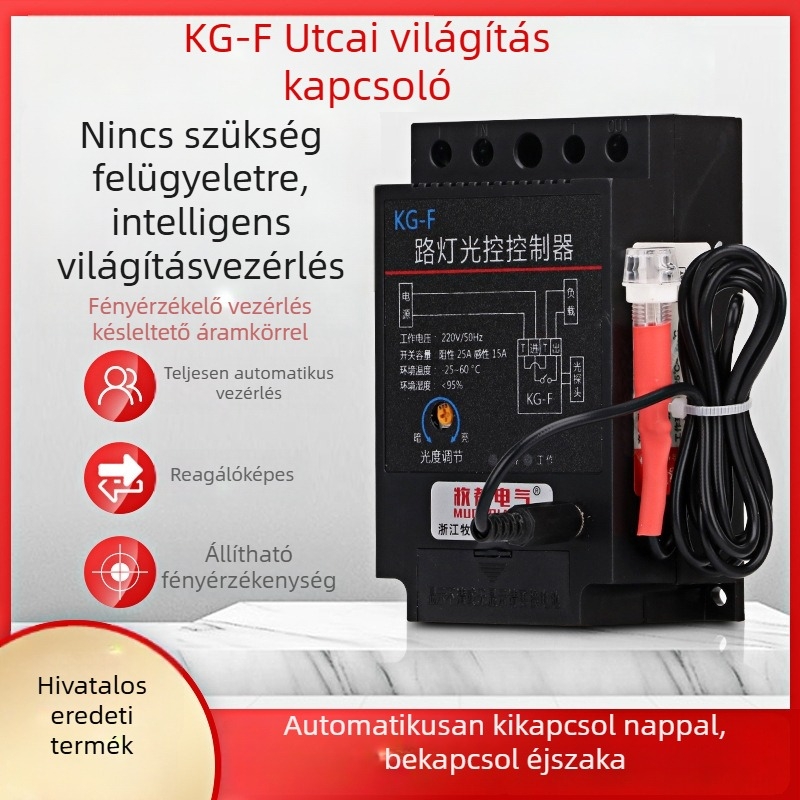 KG-F utcai lámpa fényvezérlő kapcsoló automatikus késleltetéssel és fotóérzékelővel, 220V