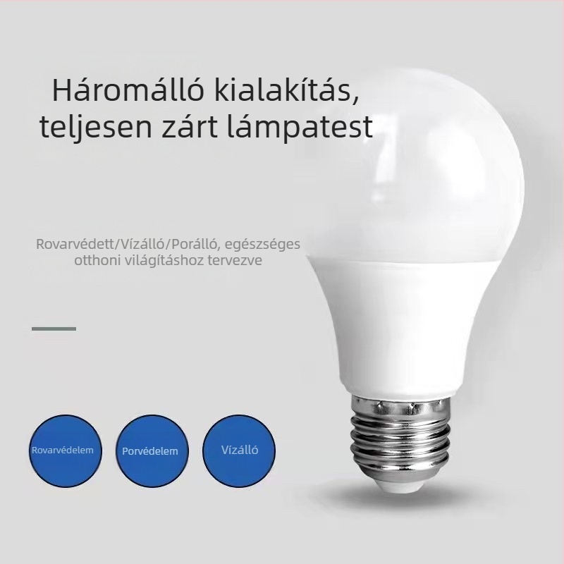 LED izzó műanyag bevonatú alumínium testtel, E27/B22 foglalat, beltéri használatra