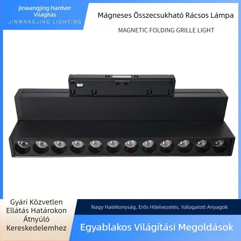 Felszíni LED downlight ultra vékony rácsos világítótest beépített mágneses sínnel – nappalira, 41–50W, 3000K meleg fehér