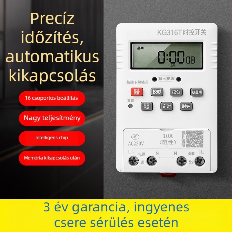 220V-os mikroprocesszoros időzítő vezérlő vízszivattyúhoz, intelligens közvilágításhoz és kirakatreklám kijelzőhöz