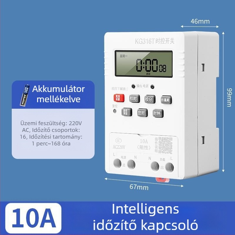 220V-os mikroprocesszoros időzítő vezérlő vízszivattyúhoz, intelligens közvilágításhoz és kirakatreklám kijelzőhöz