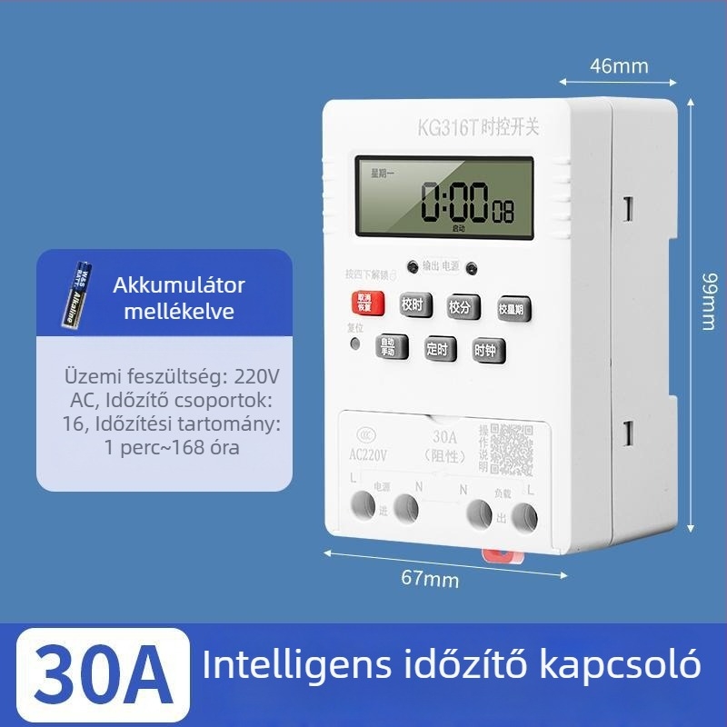 220V-os mikroprocesszoros időzítő vezérlő vízszivattyúhoz, intelligens közvilágításhoz és kirakatreklám kijelzőhöz