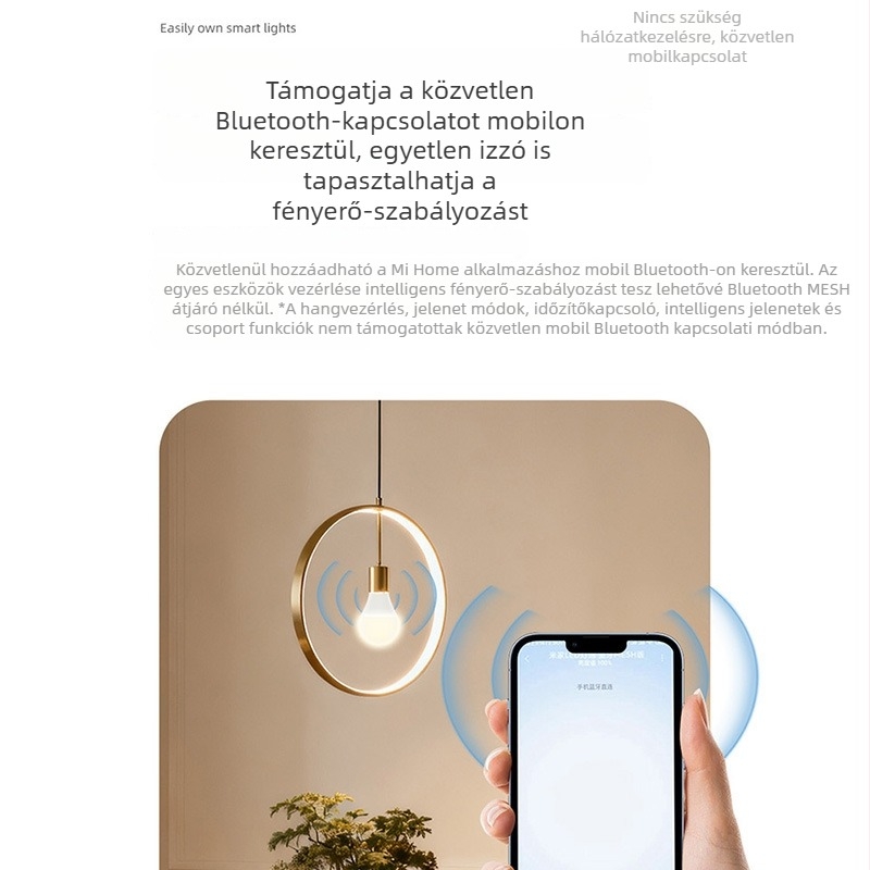 Okos LED izzó E27-es foglalattal, Bluetooth Mesh verzió, otthoni használat, távirányítás okostelefonról és hangvezérlés