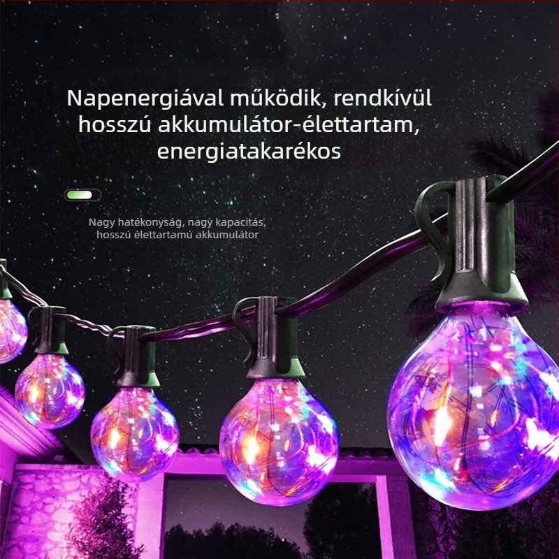 G40 színes gömb világító lánc, kültéri IP65 vízálló, dekoráció esküvőkre, kempingre és karácsonyra