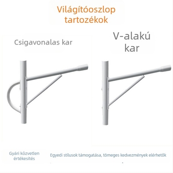 Napelemes panel tartó lámpaoszlophoz, A-keretes és kagyló alakú karokkal; kültéri utcai lámpaoszlop kiegészítő mérnöki felügyelethez