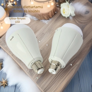 LED kettős akkumulátoros, újratölthető izzó, levehető töltőkábel, háromfokozatú fényerő-szabályozás, kempinglámpa napelemmel