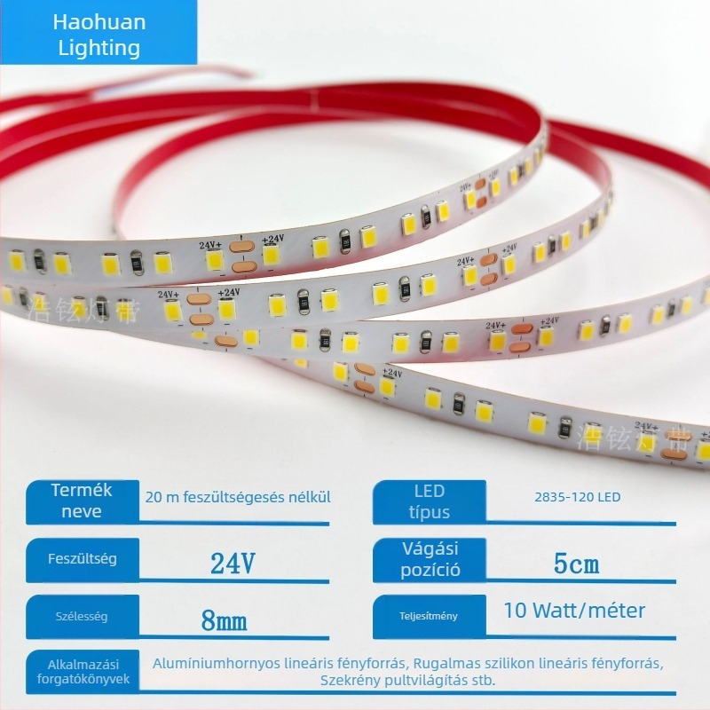 24V2835-20 m LED szalag, feszültség esés nélkül, mennyezetre akasztható dekorációhoz, COB lineáris világítás