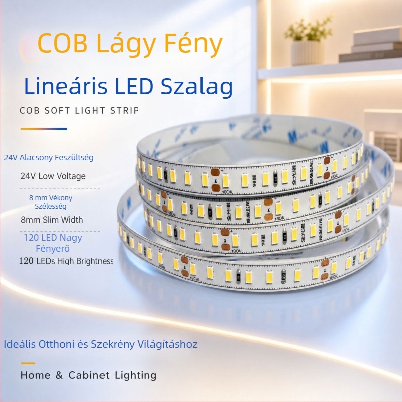 24V-os monokróm LED-szalag otthoni dekorációhoz: mennyezetre, szekrényekbe, vitrinekbe, boros szekrényekbe és gardróbokba
