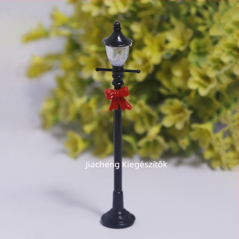 Hat műanyag dekoratív kis utcai lámpák, asztali DIY díszítések, fekete mini utcai lámpák, 8-12 cm