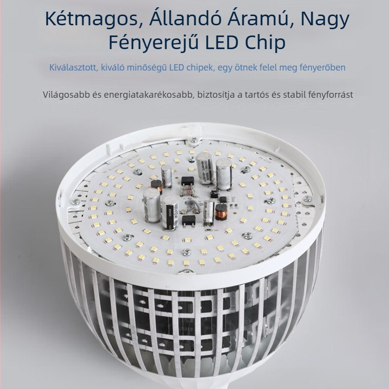 LED lámpa alumínium hűtőbordás, nagy teljesítmény, E27 foglalat, energiahatékony ipari világítás gyárhoz és raktárhoz