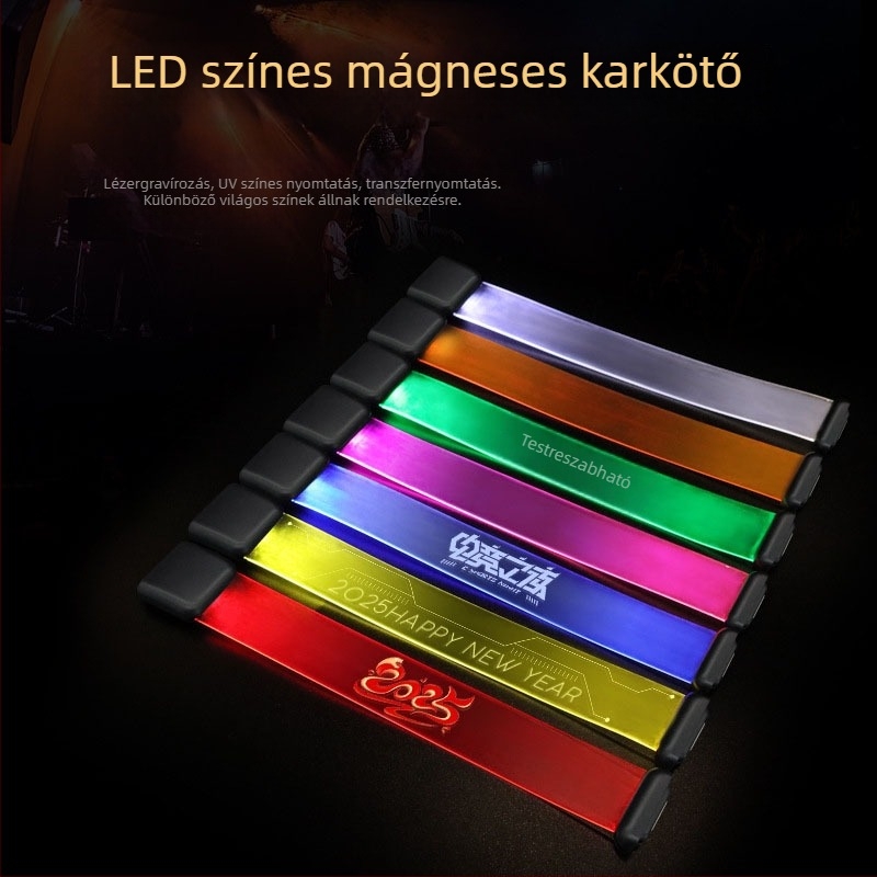 Mágneses LED világító karkötő koncertfanoknak egyedi logóval