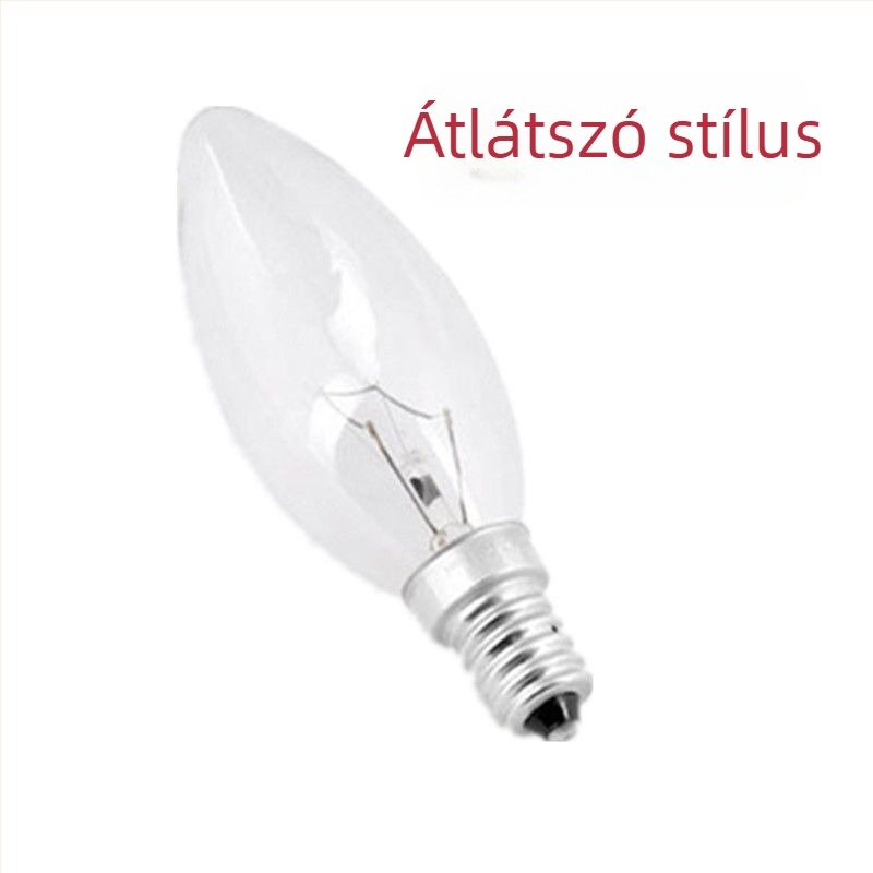 E14 gyertya alakú kis izzó, meleg sárga fény, 15W/25W/40W/60W, nem dimmelhető, alumínium ötvözet test, otthoni kristálycsillár
